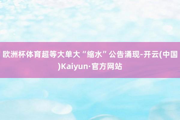 欧洲杯体育　　超等大单大“缩水”　　公告涌现-开云(中国)Kaiyun·官方网站