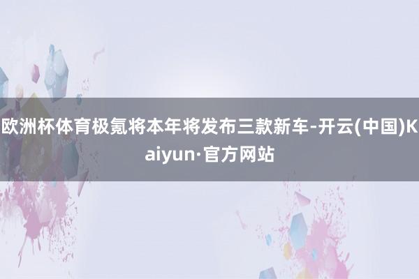 欧洲杯体育极氪将本年将发布三款新车-开云(中国)Kaiyun·官方网站