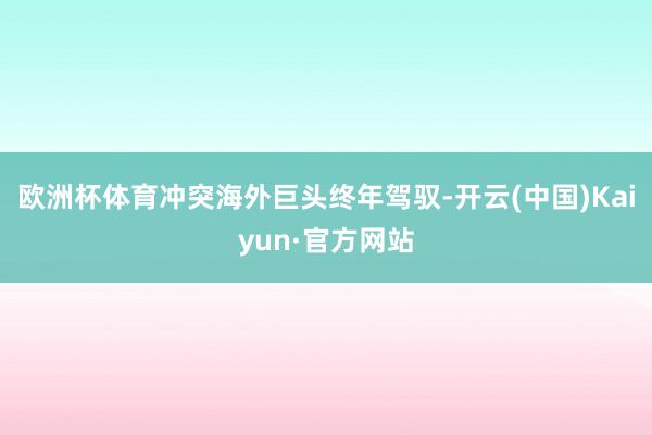 欧洲杯体育冲突海外巨头终年驾驭-开云(中国)Kaiyun·官方网站