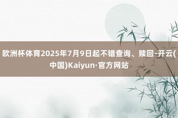 欧洲杯体育2025年7月9日起不错查询、赎回-开云(中国)Kaiyun·官方网站